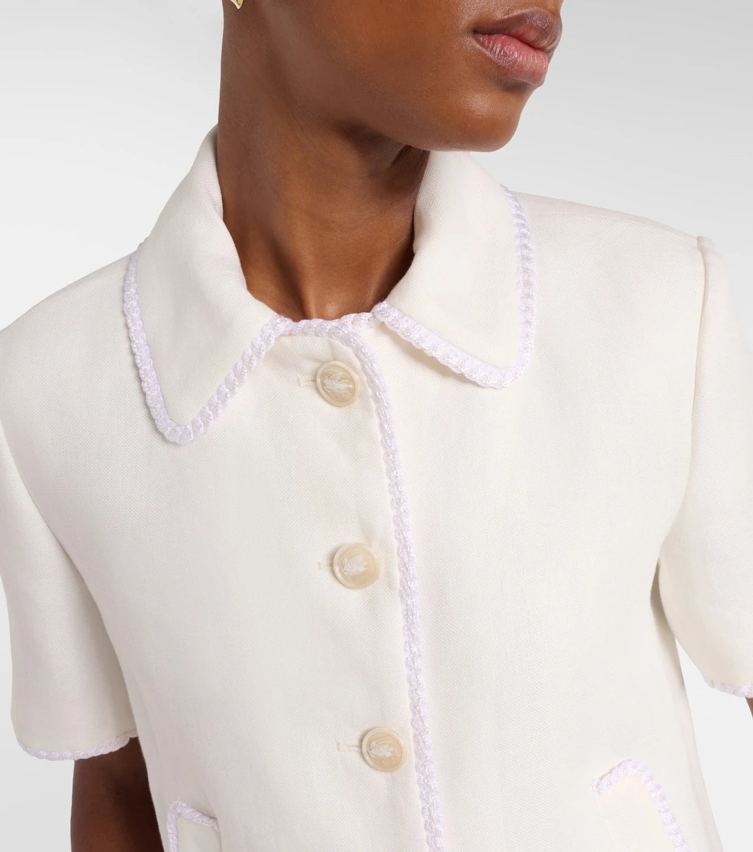 Etro - Wool-blend trimmed linen jacket