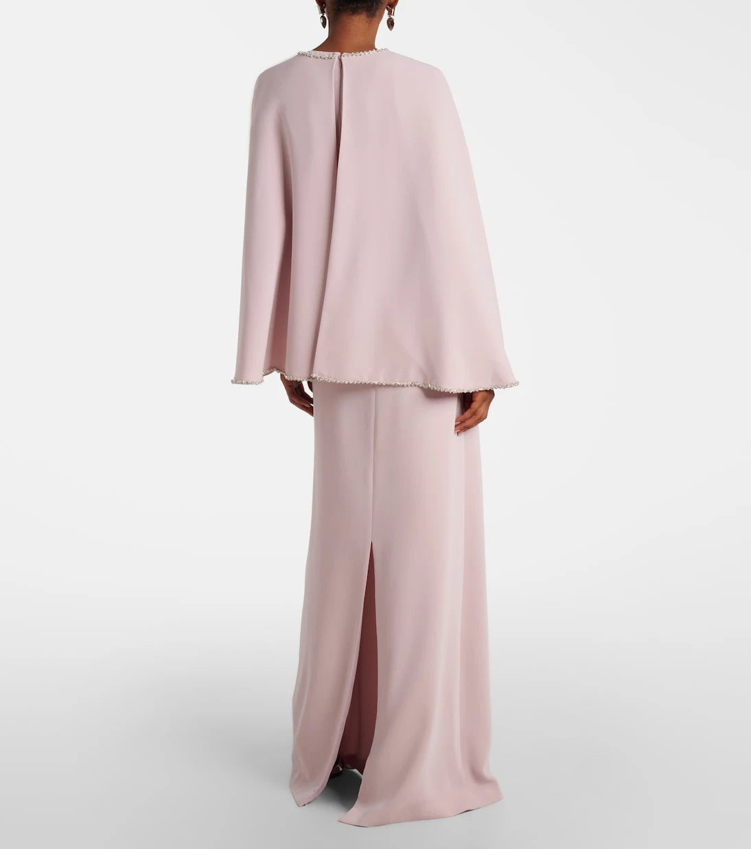Costarellos - Crystal-embellished caped gown
