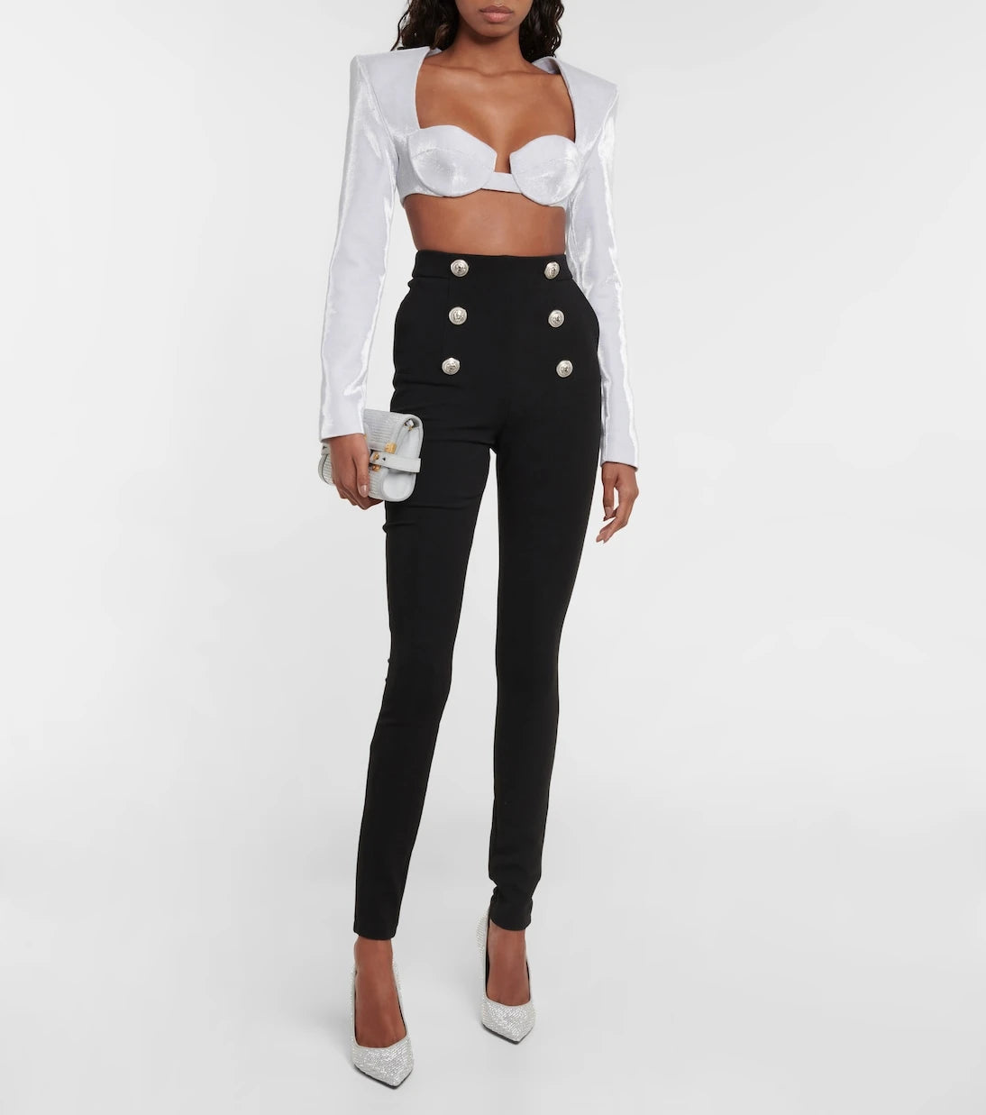 Balmain - توب قصير ميتاليك