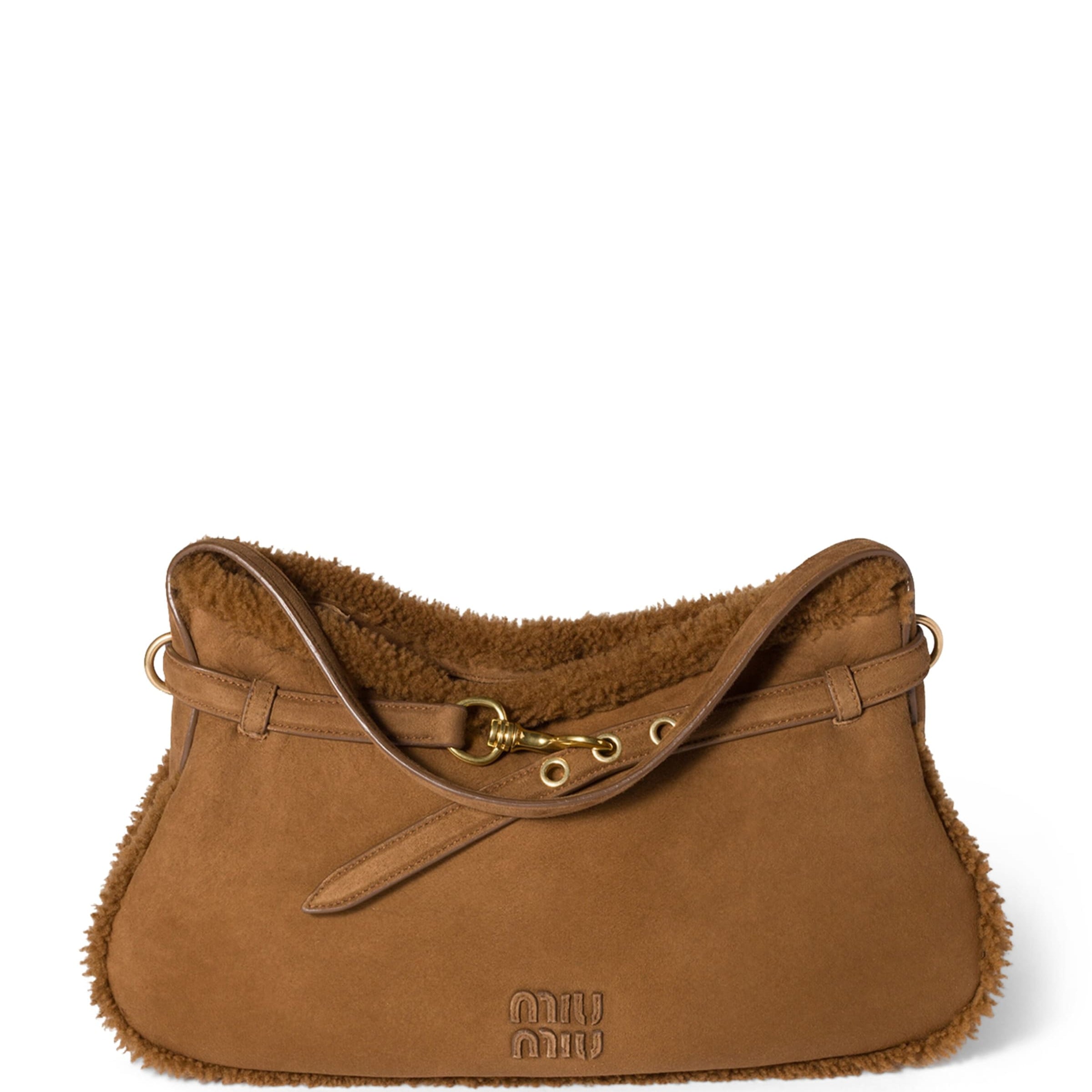 Suede-Shearling Aventure Shoulder Bag