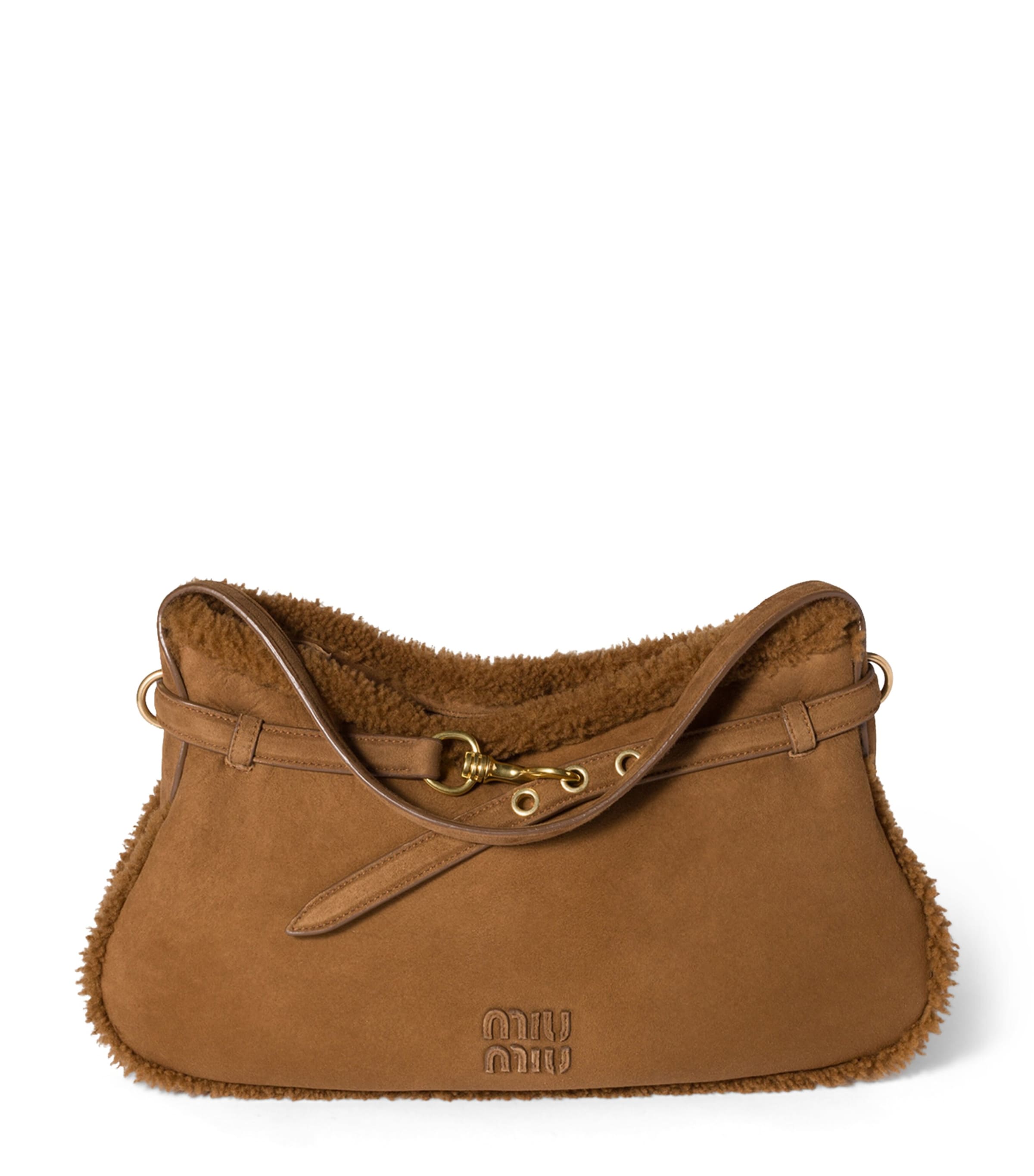 Suede-Shearling Aventure Shoulder Bag
