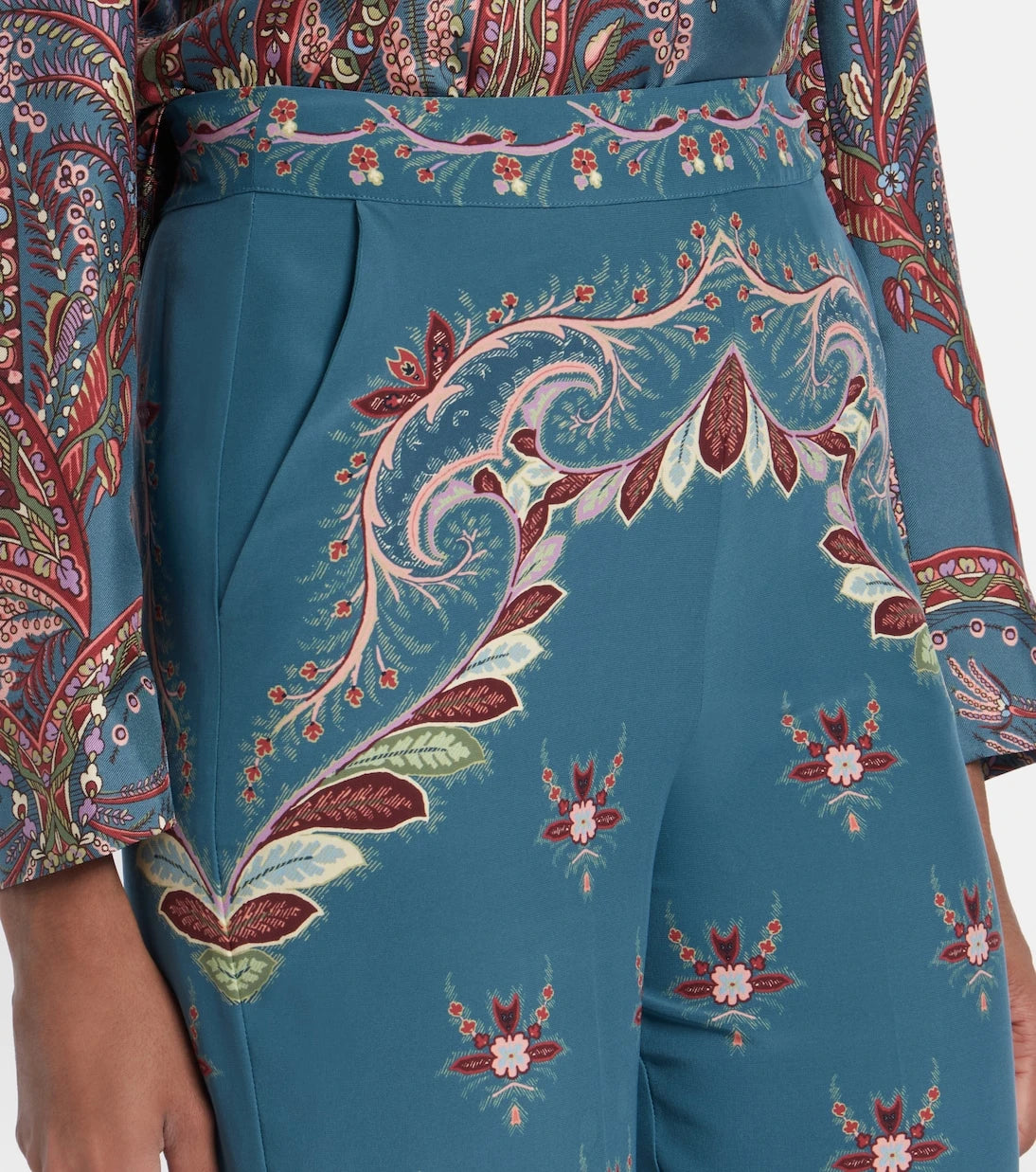 Etro - Floral printed silk flared pants