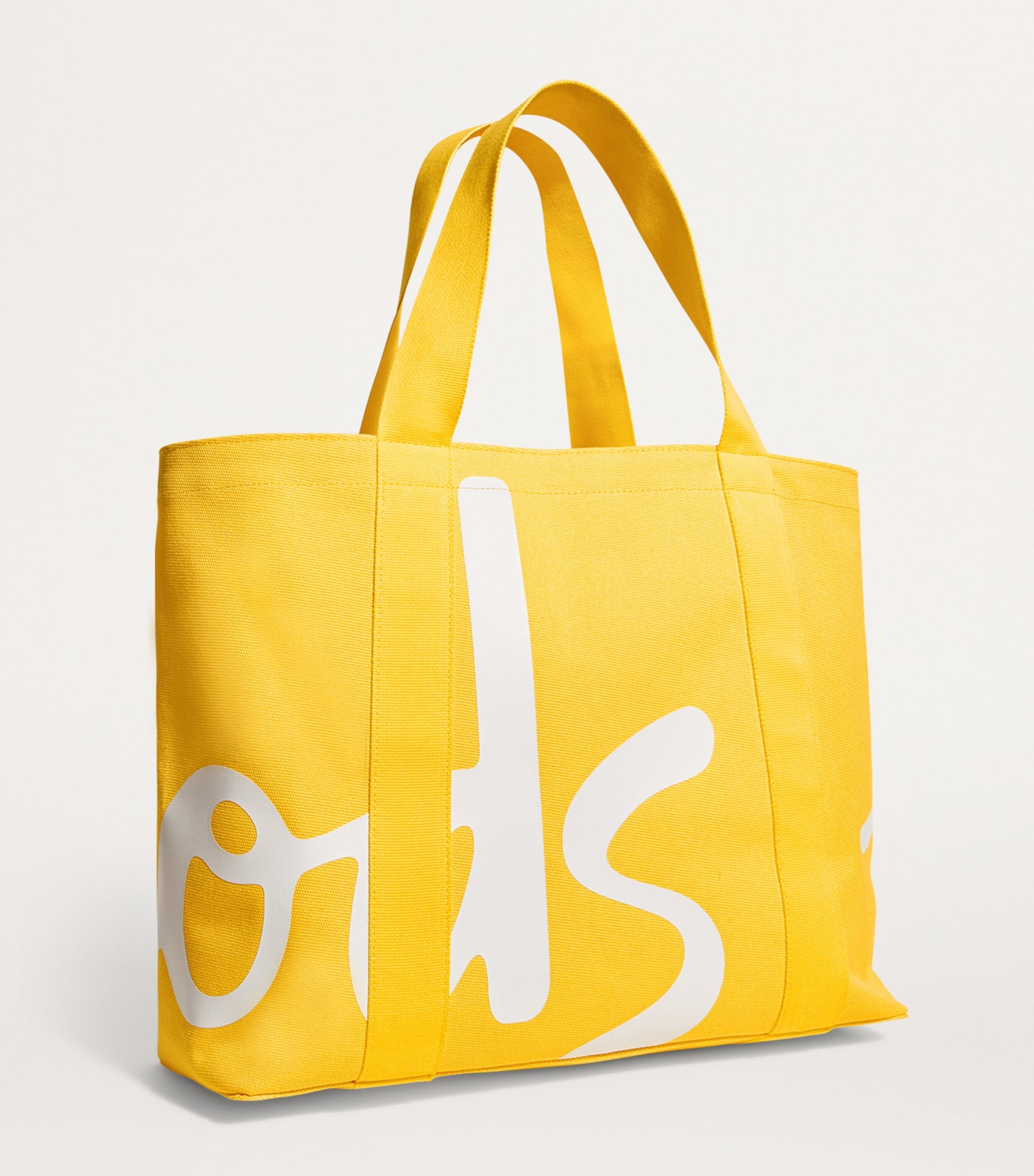 Yellow Medium Cotton Logo Tote Bag