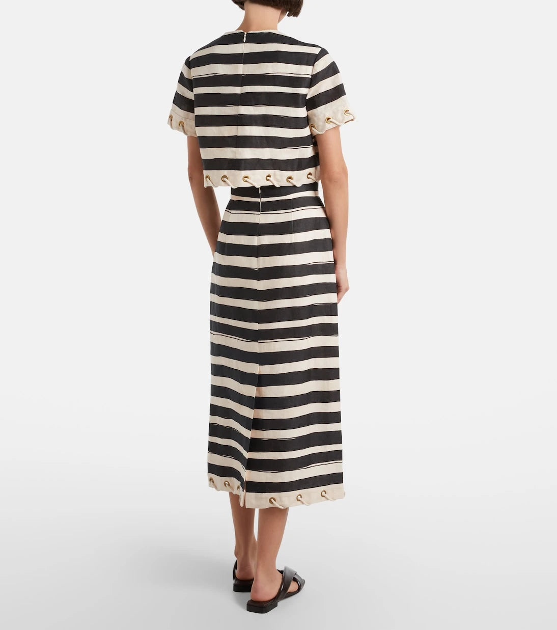Zimmermann - Rebellion striped linen midi skirt