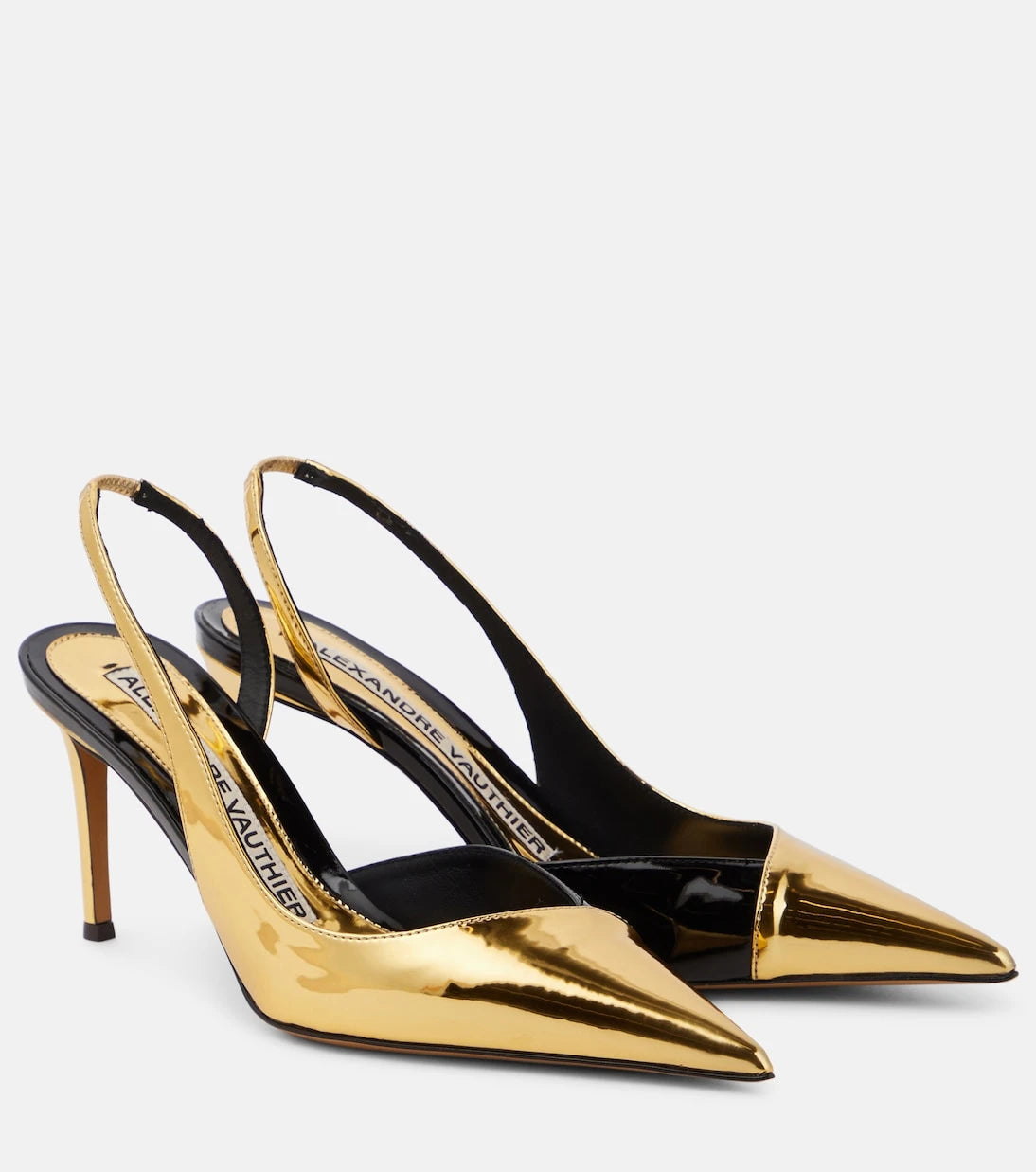 Alexandre Vauthier - Metallic faux leather slingback pumps