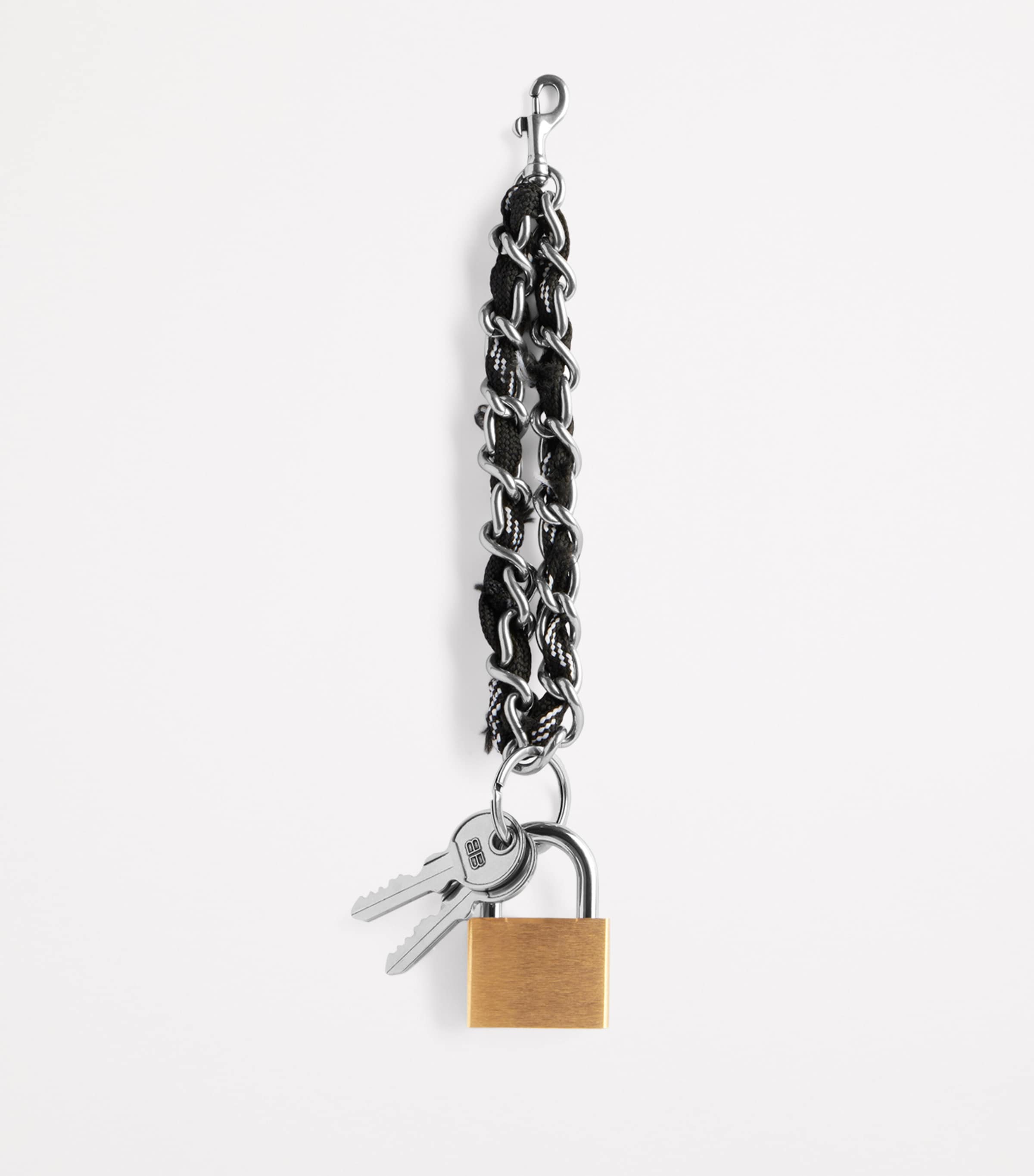 Balenciaga Black Shoelace Padlock Keyring