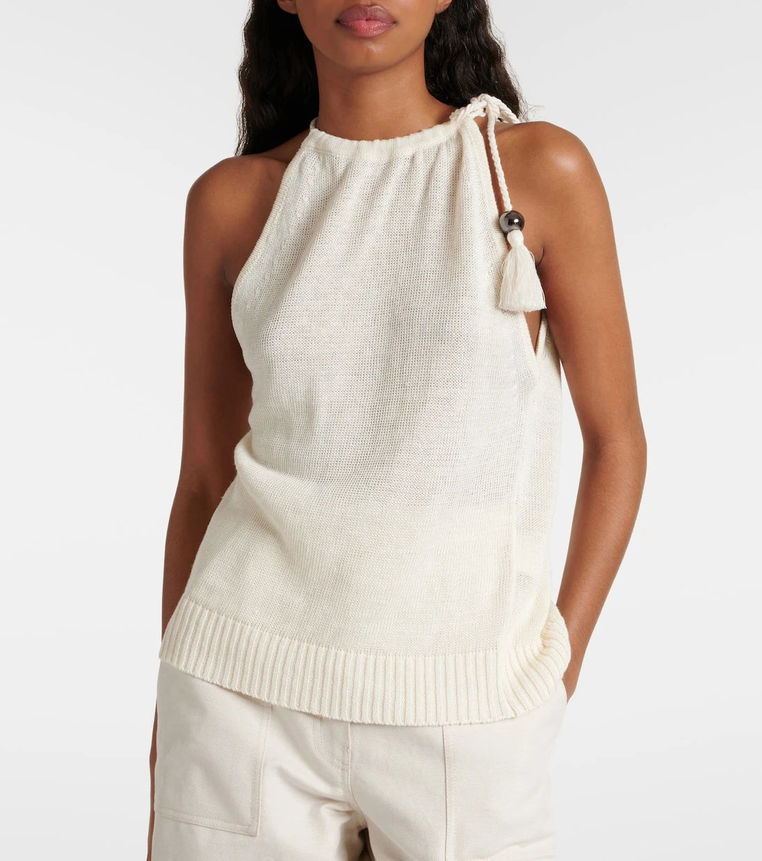 Max Mara - Moriana halterneck linen top and hat set