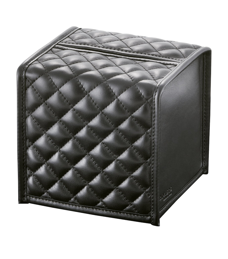 Quilted Leather Square Tissue Box