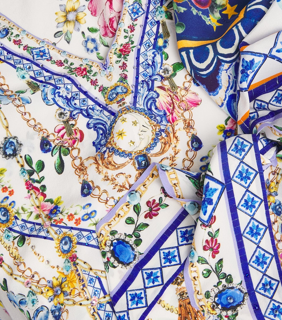 Blue Silk Tiles Darls Short Kaftan