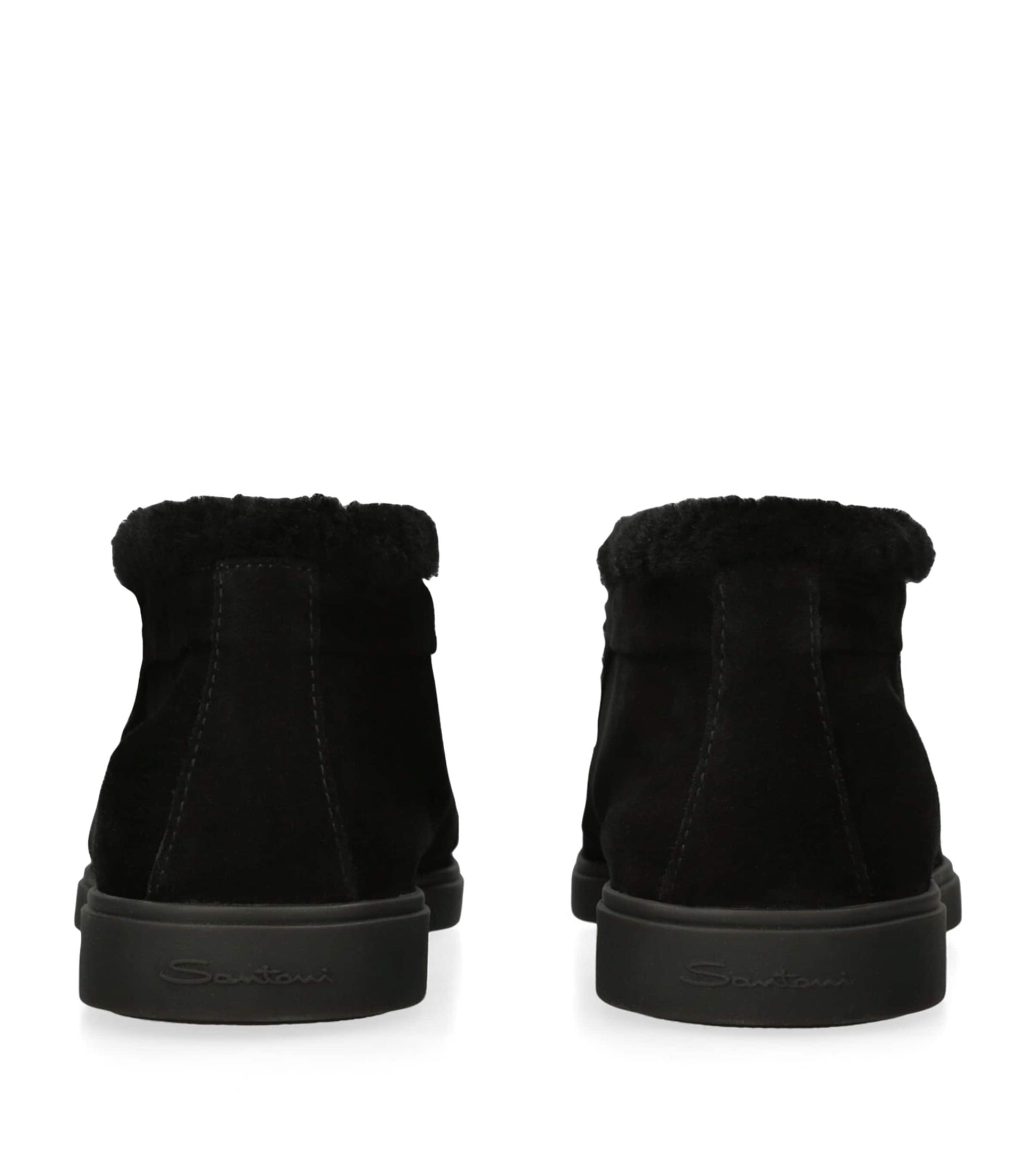 Santoni Black Suede Fortune Ankle Boots