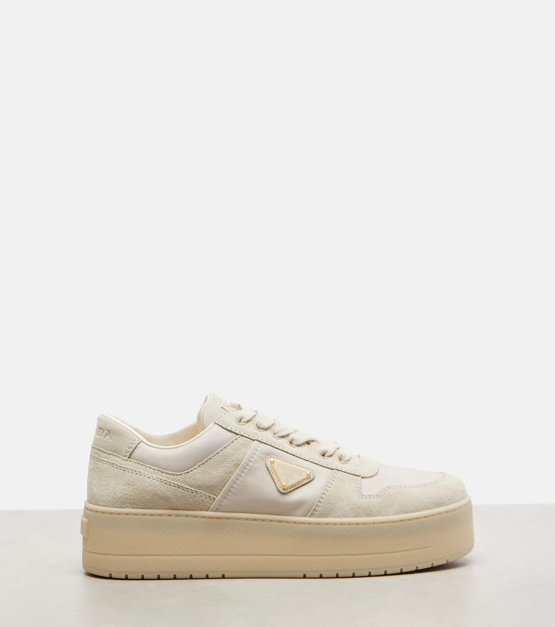 Prada - Downtown Bold Re-Nylon and suede sneakers