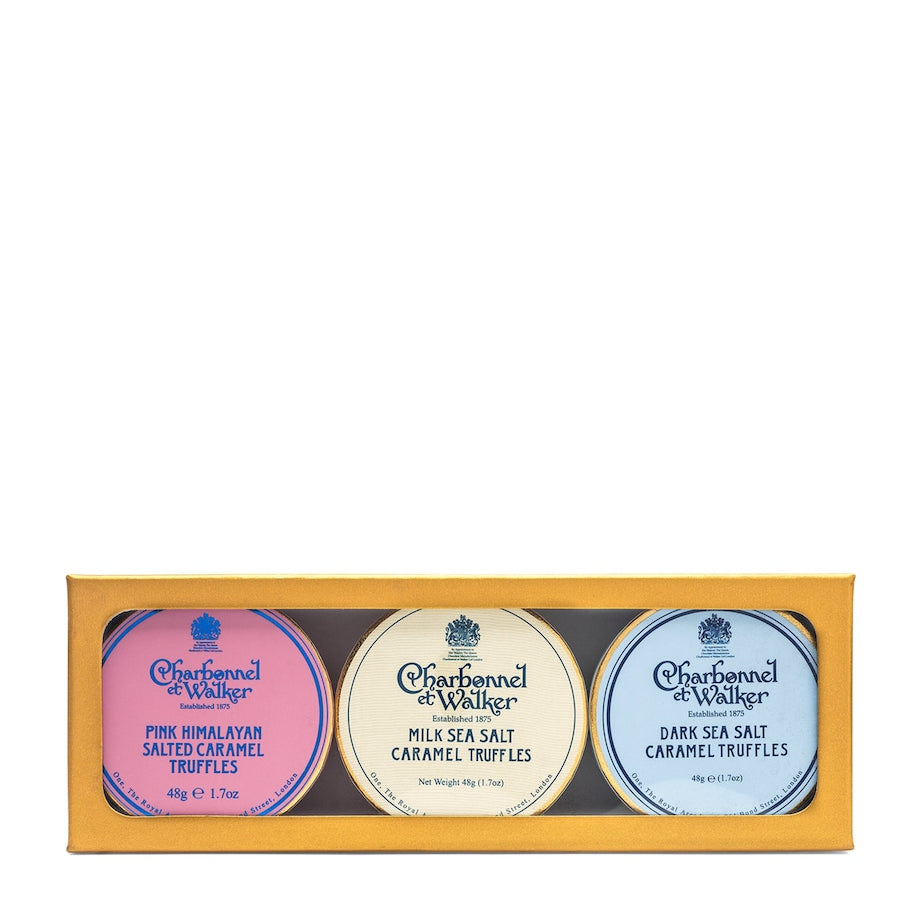 Charbonnel et Walker Dark, Milk and Pink Himalayan Salted Caramel Truffles Gift Set (3 x 48g)