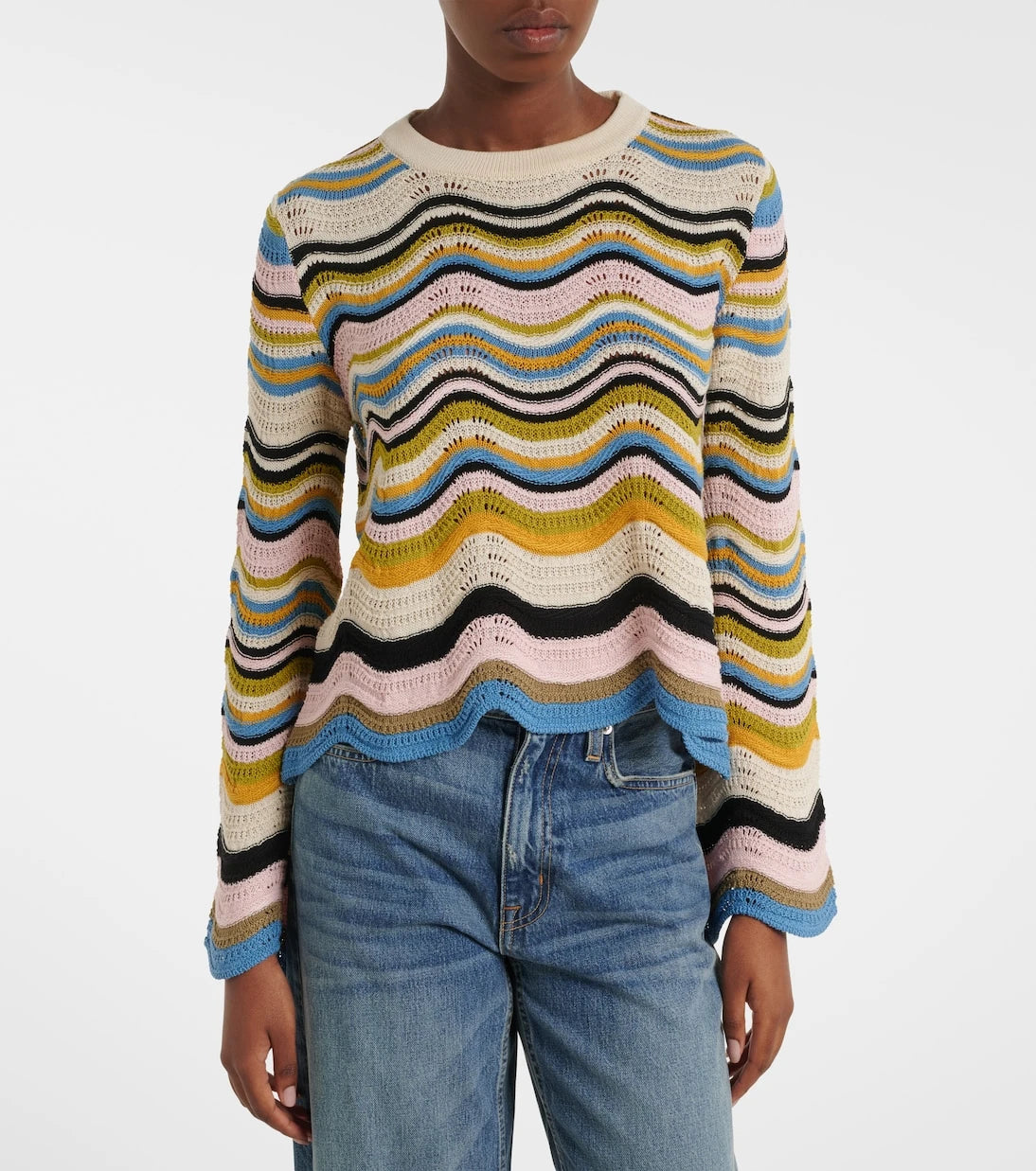 La DoubleJ - Chevron crochet cotton sweater