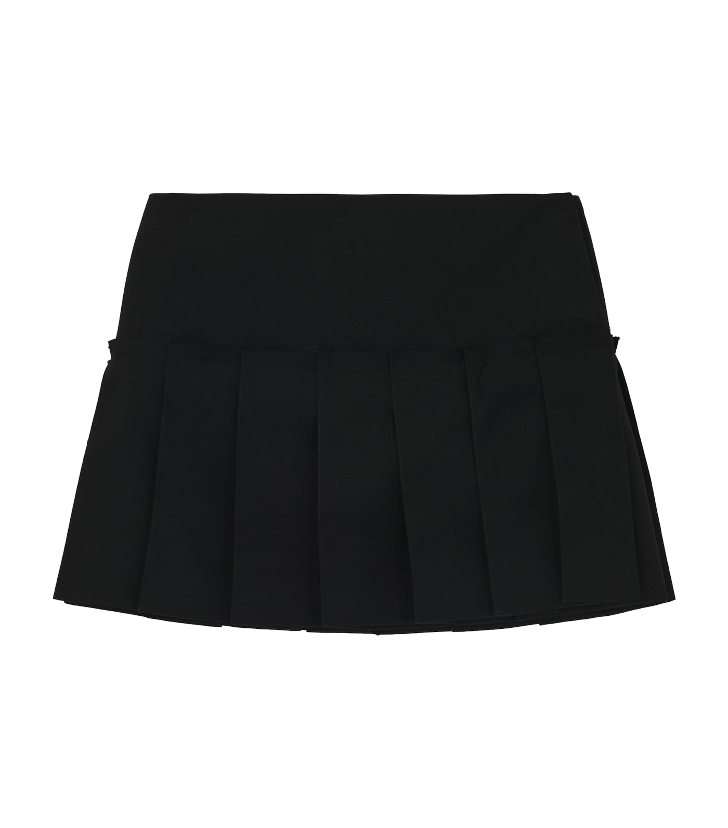 Black Wool Pleated Mini Skirt