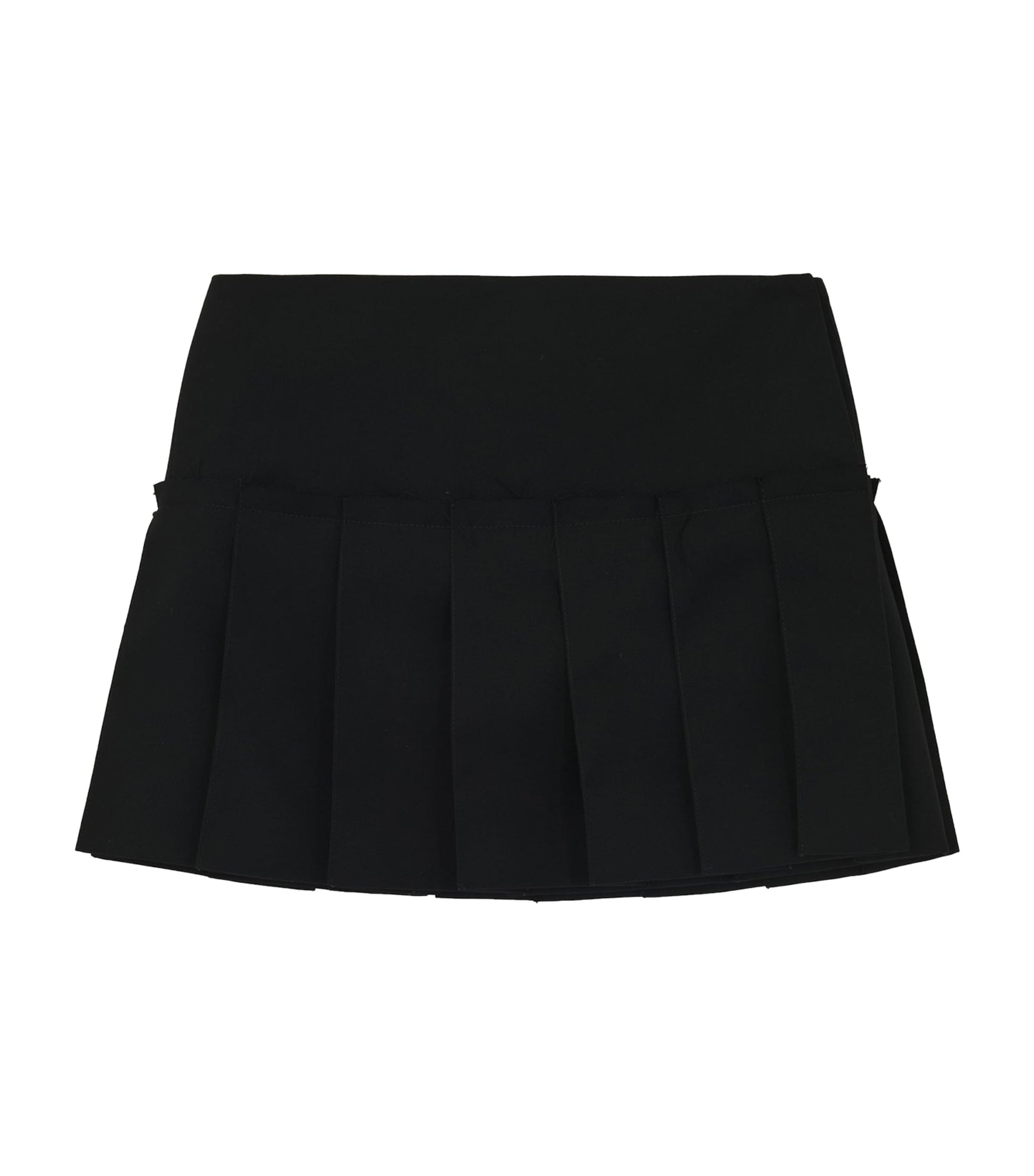 Black Wool Pleated Mini Skirt