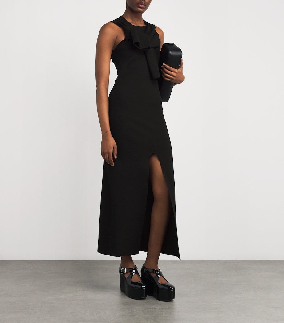 Knitted Neck-Tie Maxi Dress