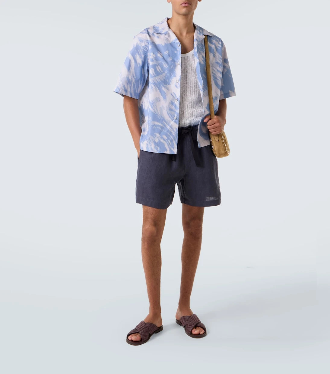 Commas - Printed cotton bowling shirt
