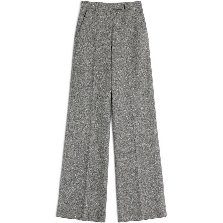 Valentino White Wool-Blend Speckled Wide-Leg Trousers