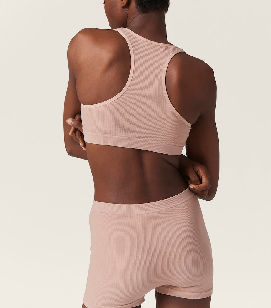 Nude Ribbed Seamless Boxer Shorts