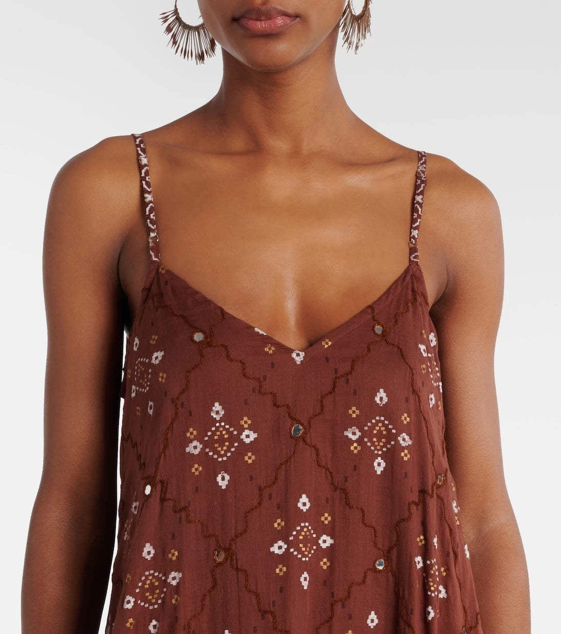 Juliet Dunn - Printed cotton slip dress