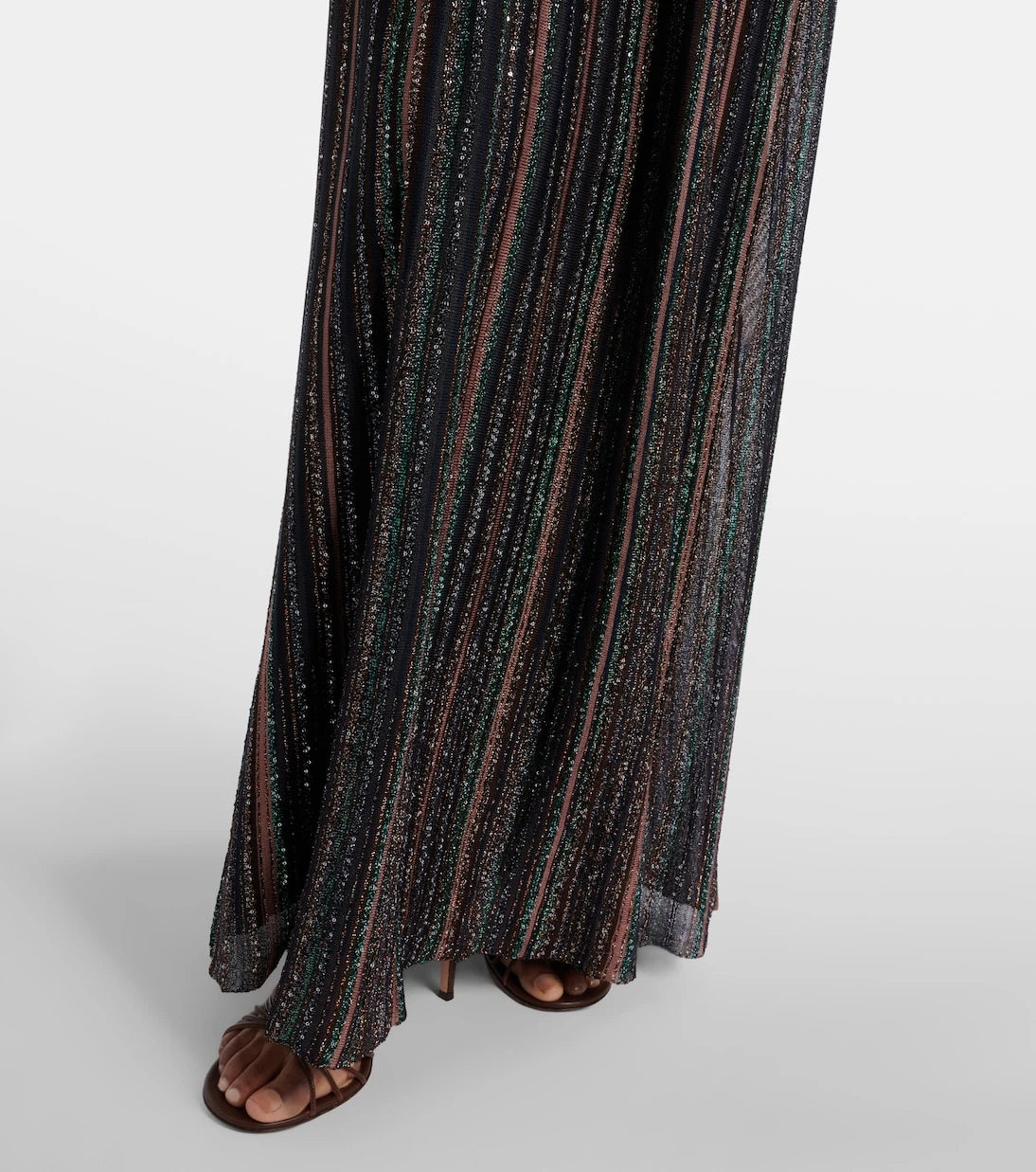 Missoni - فستان طويل ماكسي من قماش اللامية المزين بالترتر