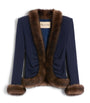 Valentino Blue Faux Fur-Trim Blazer