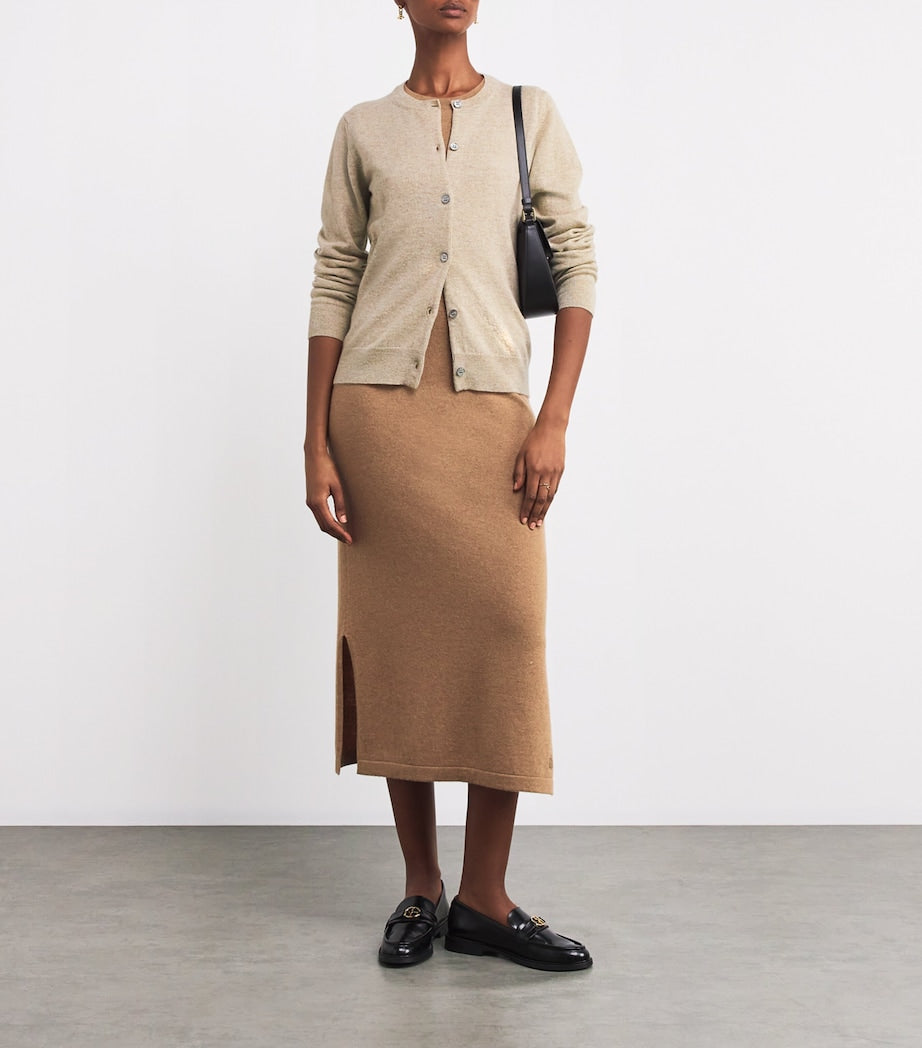 Harrods Beige Cashmere Crew-Neck Cardigan