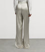 Ivory Satin Wide-Leg Trousers