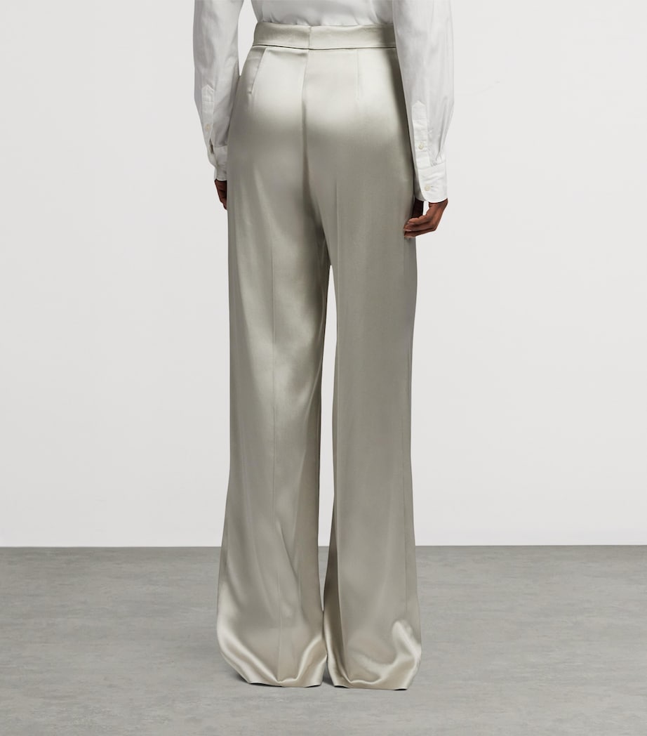 Ivory Satin Wide-Leg Trousers