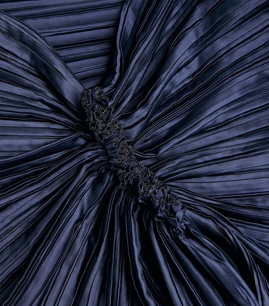 Cult Gaia Blue Plissé Satin Sonoma Midi Skirt