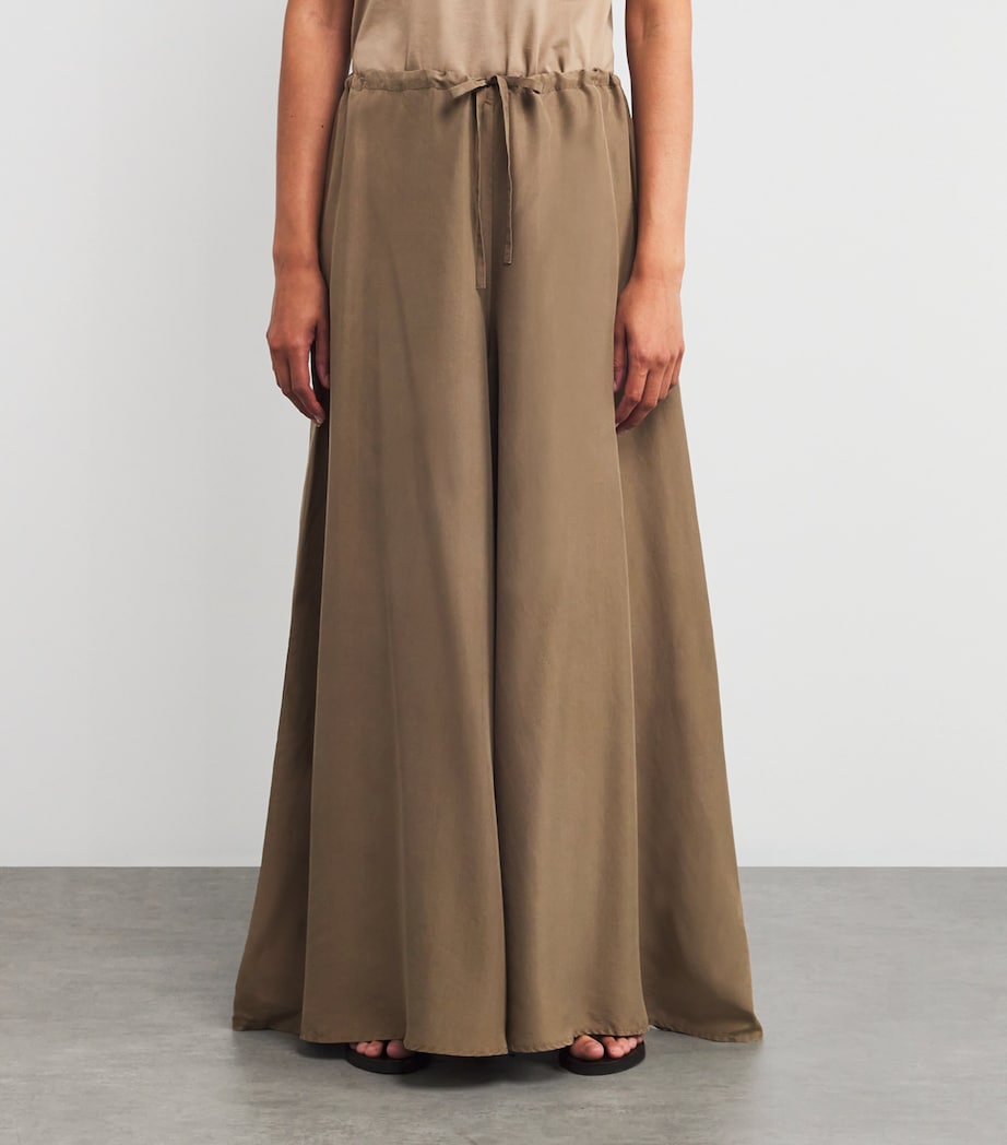 MAX&Co. Green Silk Shades Of Nature Wide-Leg Trousers
