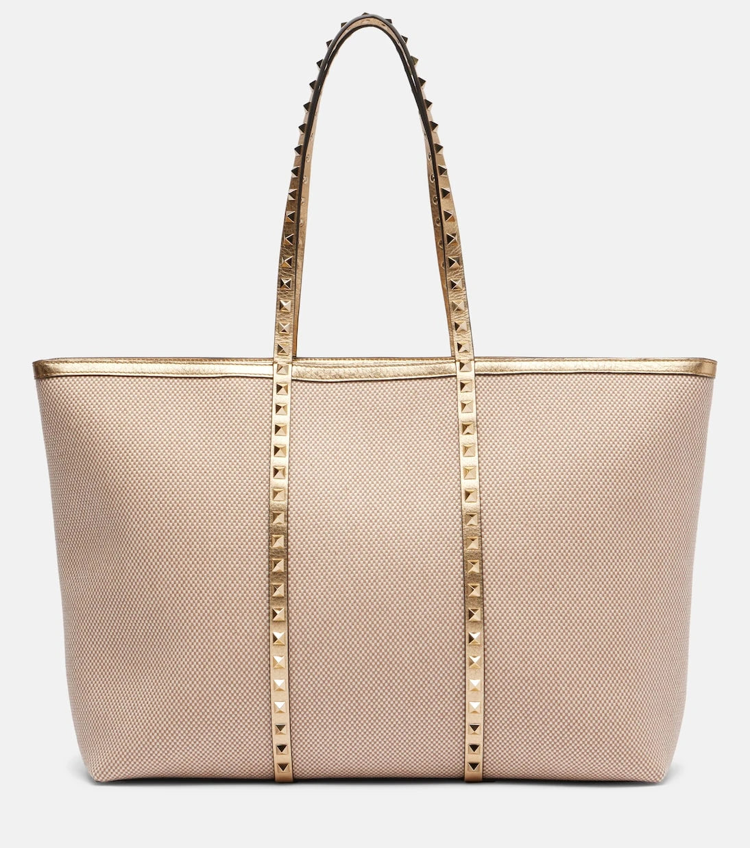 Valentino Garavani - Rockstud Large leather and canvas tote bag
