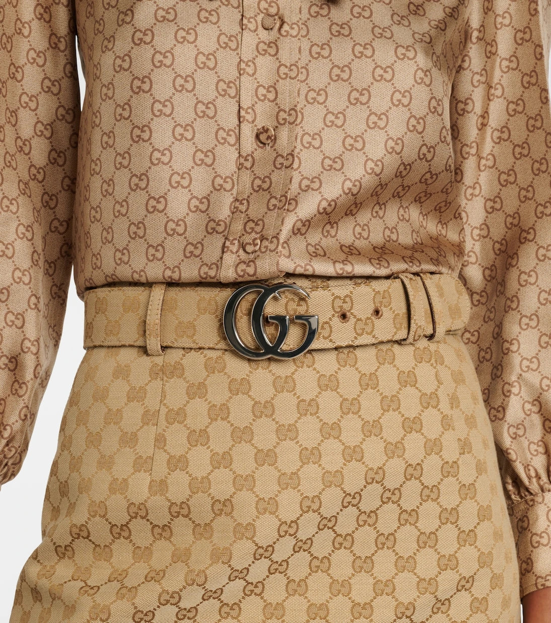 Gucci - Flat Marmont GG Canvas belt