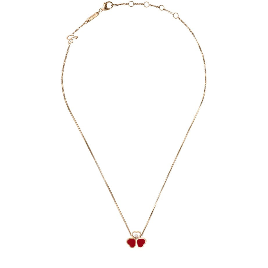 Rose Gold and Diamond Happy Hearts Wings Necklace