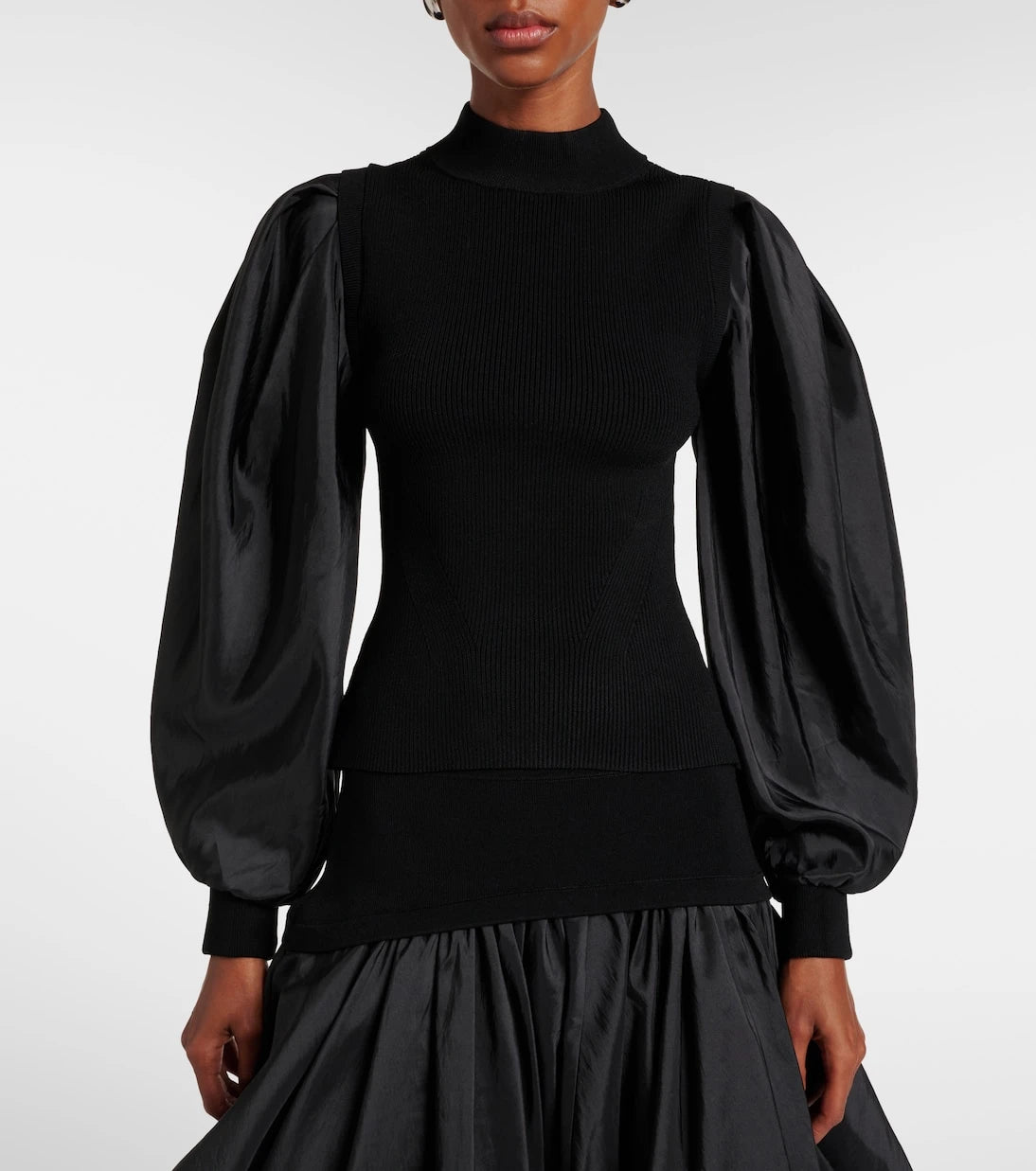 Simkhai - Jackie taffeta-trimmed knitted top