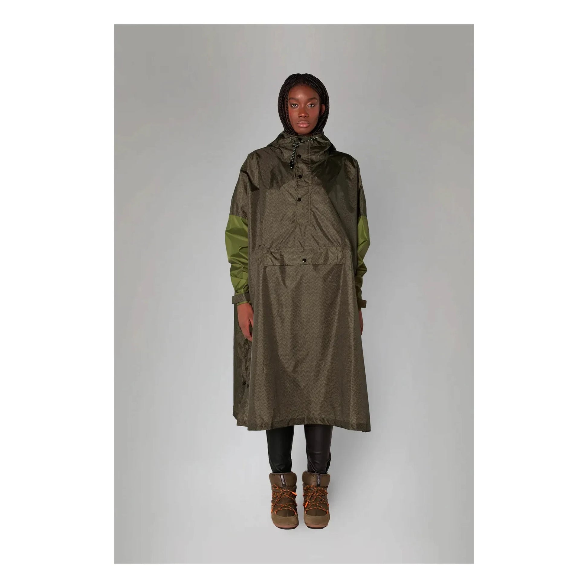 Rainkiss - Herringbone Raincoat Cape - Women's Collection | Brown