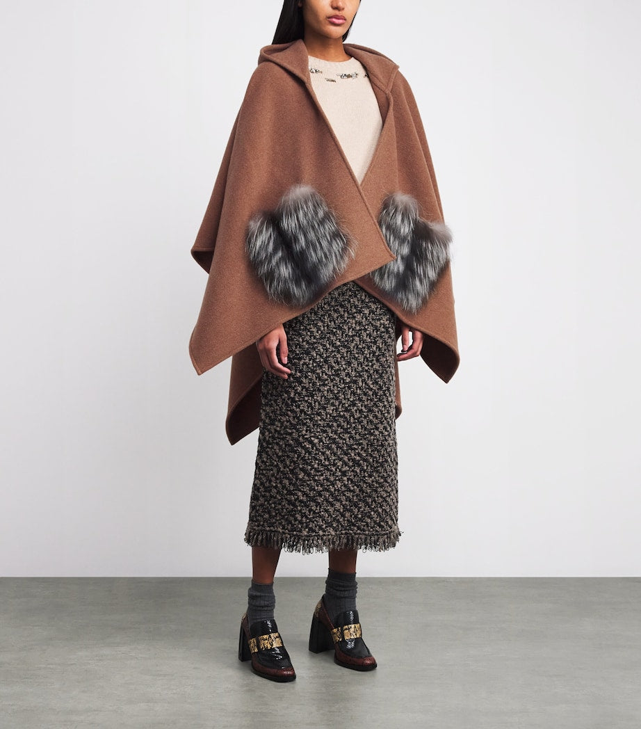 Brown Wool Hooded Cape