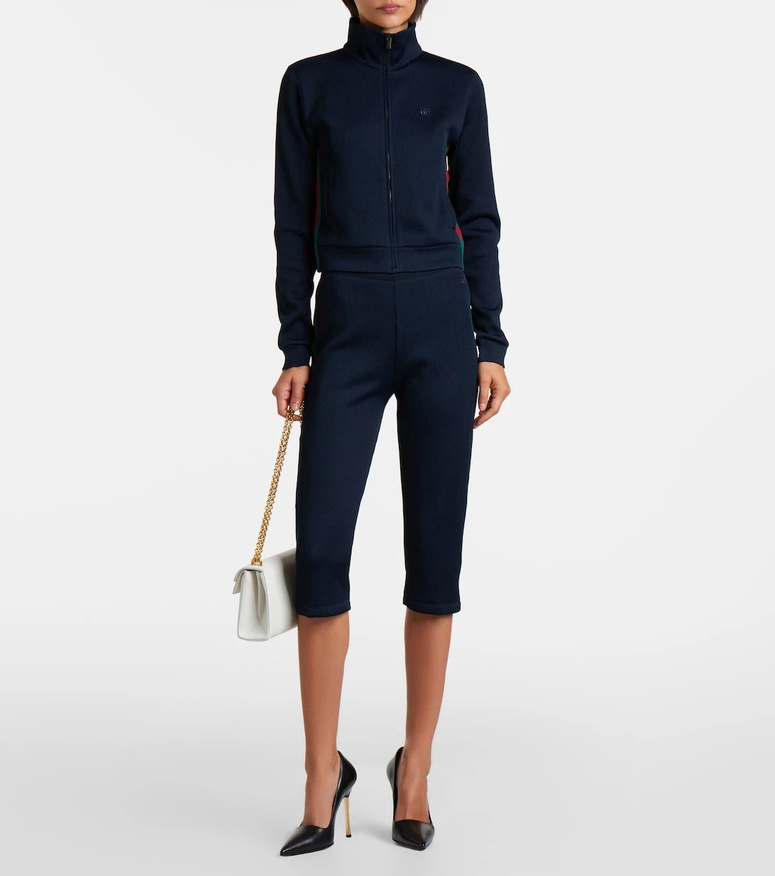 Gucci - Web Stripe jersey zip-up sweatshirt