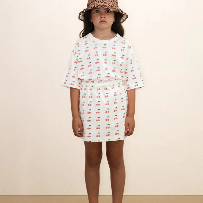 Детска памучна тениска Tinycottons CHERRIES KNITTED TEE