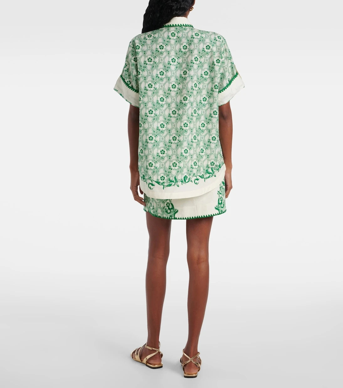 Alémais - Olive printed cotton and silk shirt