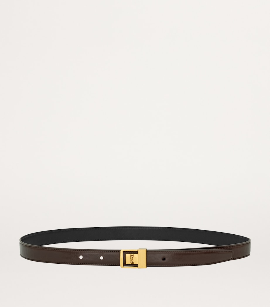 Saint Laurent Brown Leather Fine Ceinture Boucle LA 66 Belt