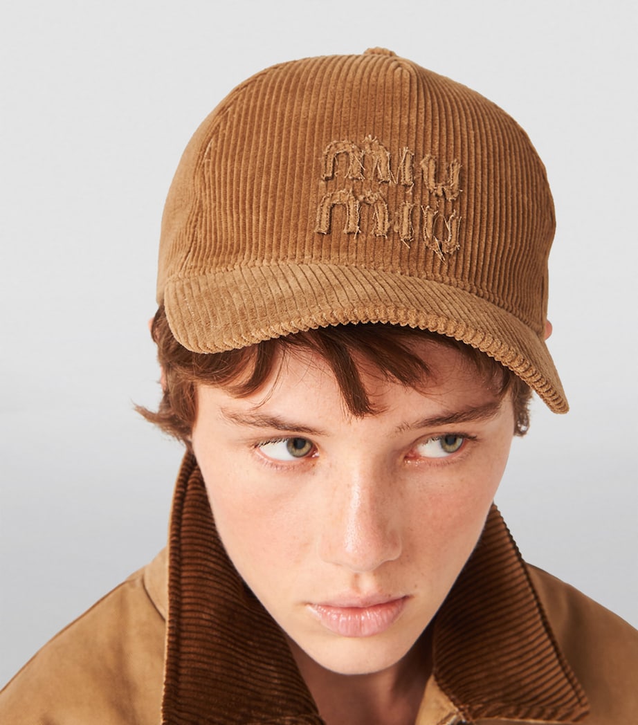 Brown Corduroy Logo Baseball Cap