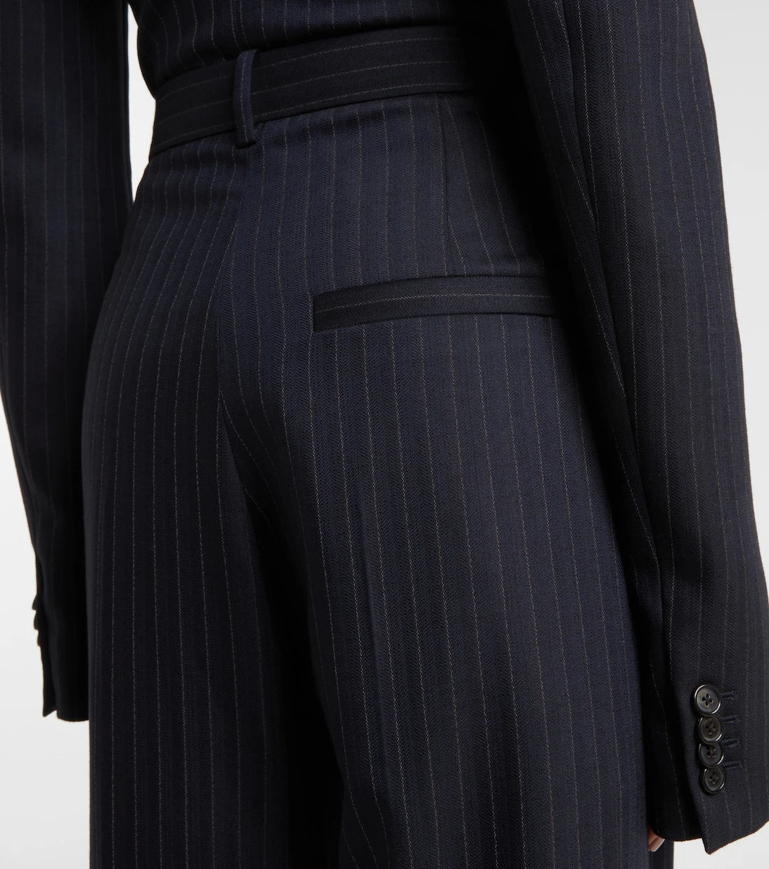 Khaite - Linden pinstripe high-rise wide-leg pants