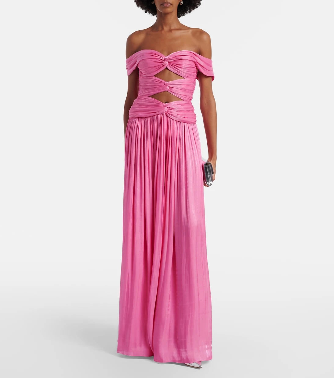 Costarellos - Cutout Lurex georgette gown