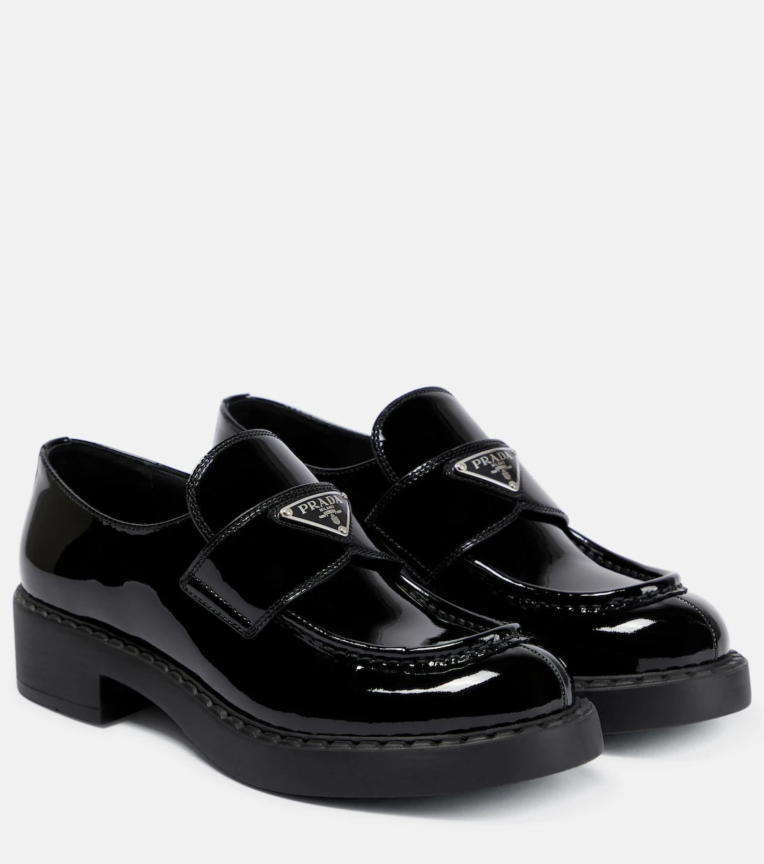 Prada - Logo patent leather loafers