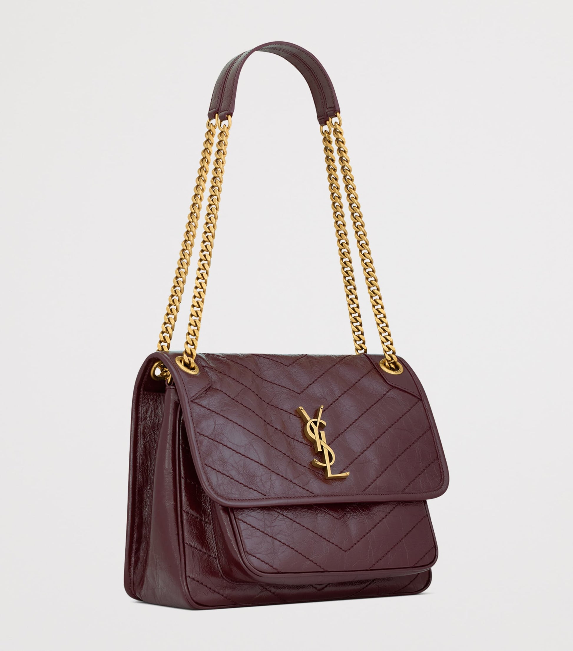 Saint Laurent Burgundy Medium Leather Niki Shoulder Bag