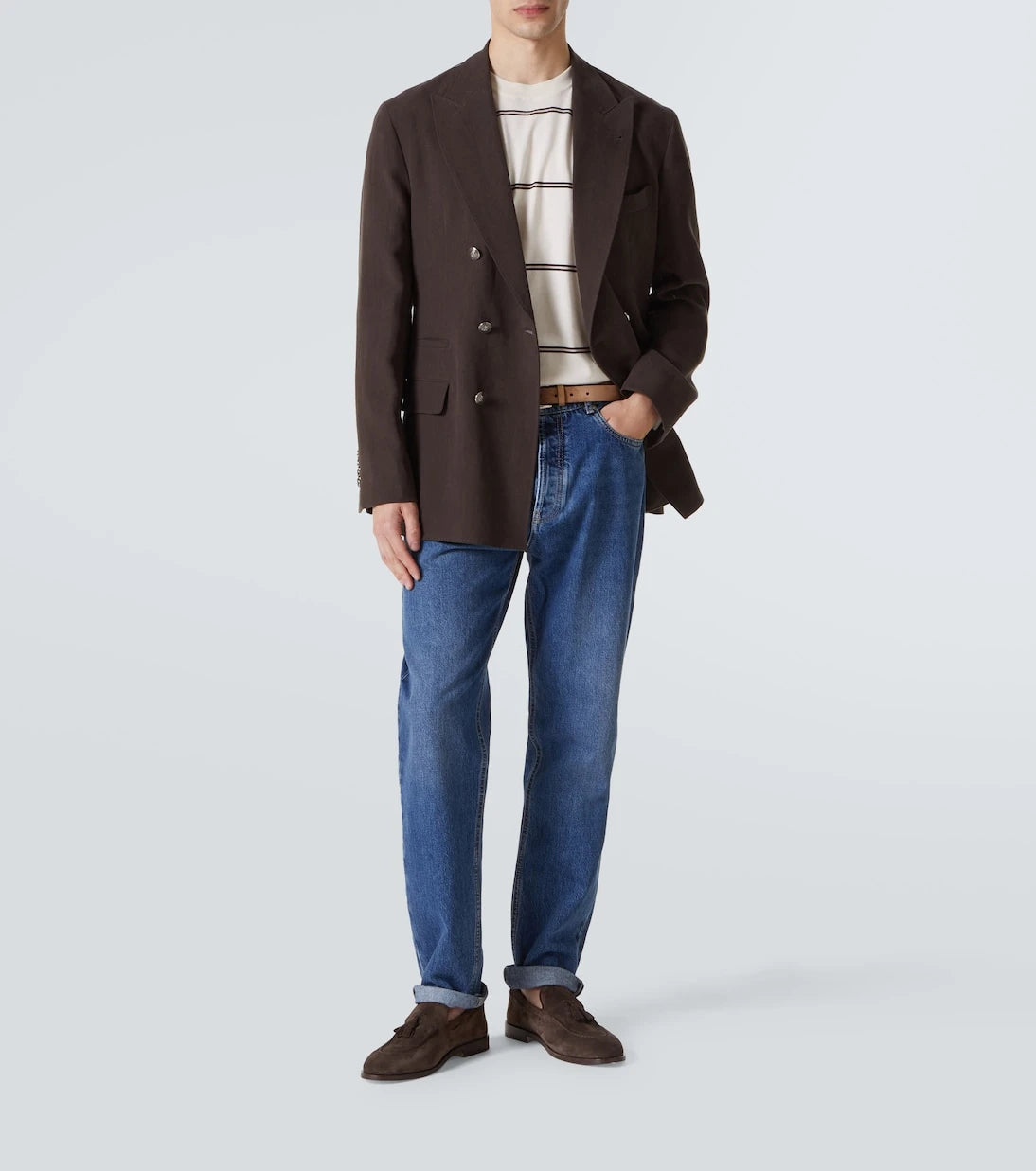 Brunello Cucinelli - تي شيرت قطني مخطط