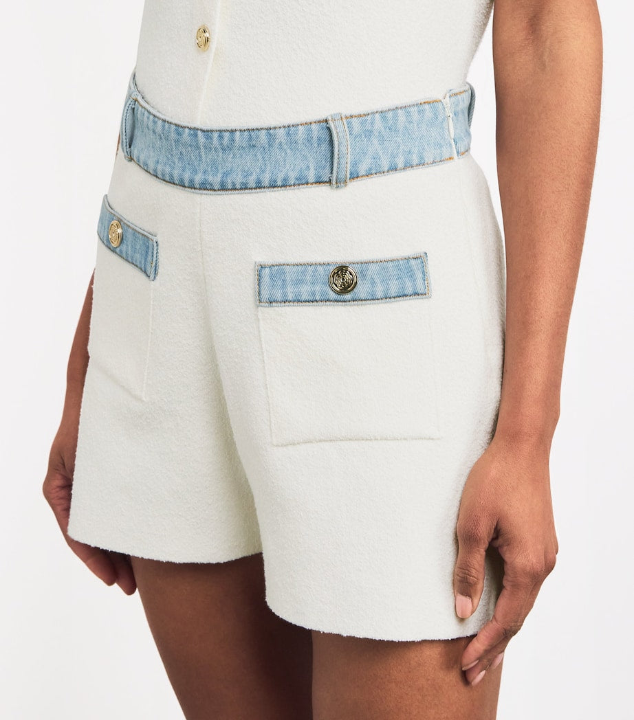 Maje White Cotton-Blend Bouclé Shorts