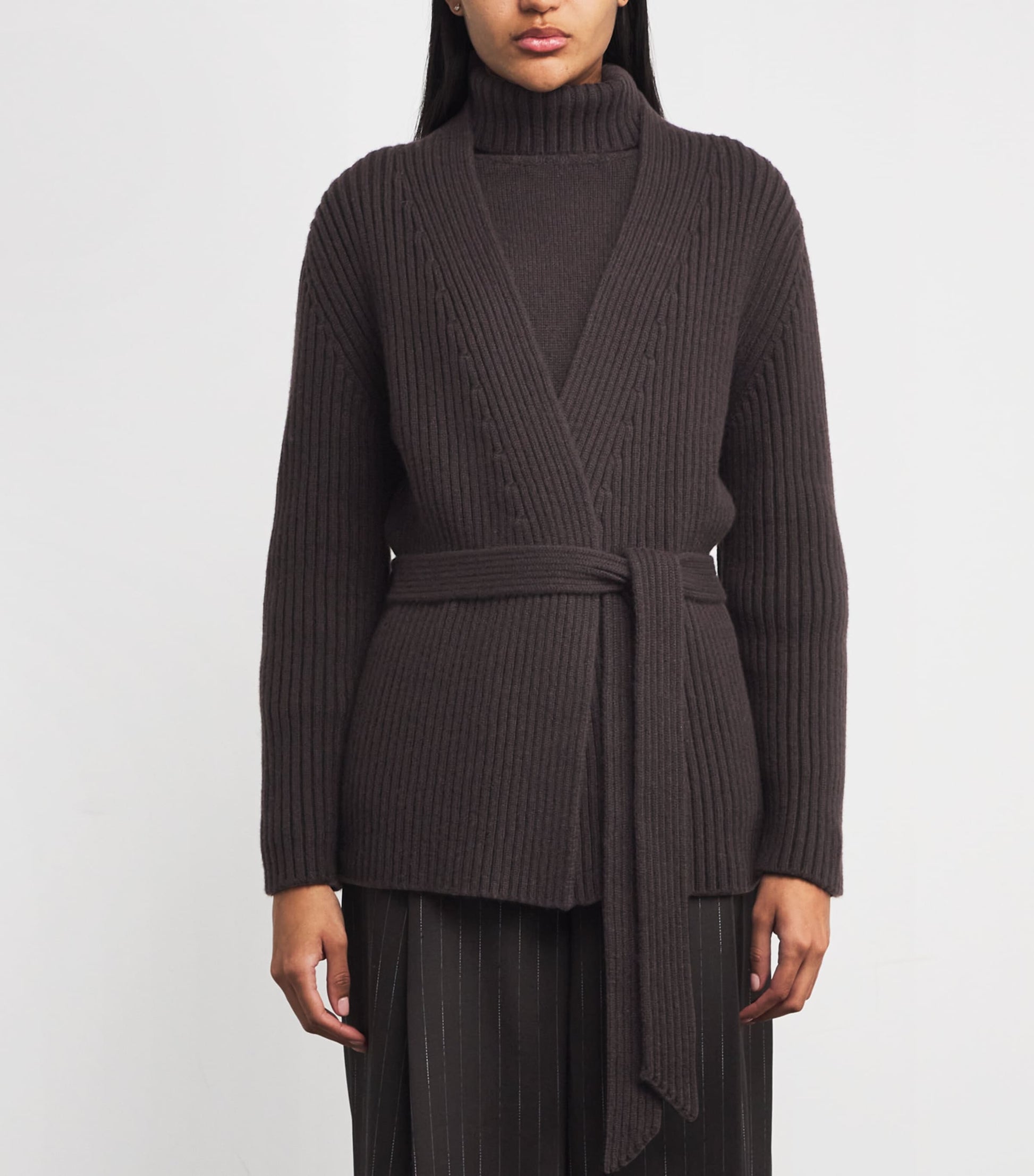 Brown Cashmere Longline Cardigan