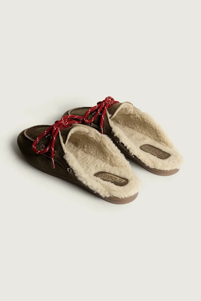 Posa kadın süet terlik Boat Loafer Mule